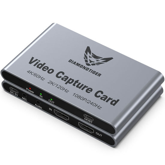 Picture of DiamondTiger HDMI Capture Card for Streaming and Recording - 4K@60HZ, 1080P@240HZ,HDR VRR Passthrough Near-Zero Latency Video Capture Card for PS5, Xbox Series X/S, Nintendo in OBS™, Twitch,YouTube