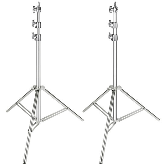 Picture of NEEWER 2PCS Light Stand Kit, 79"/200cm Stainless Steel Heavy Duty Tripod Stand with 1/4" to 3/8" Adapter for Studio Softbox, Monolight, Reflector