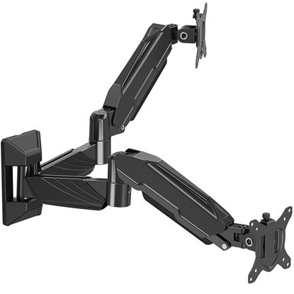 Picture of MOUNT PRO Dual Monitor Wall Mount for 2 Computer Screen up to 32 Inch, Gas Spring Double Monitor Arm Holds Up to 17.6lbs Each, Full Motion Adjustable Wall Monitor Mount, VESA Mount 75x75/100x100