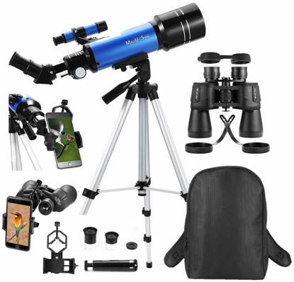 Picture of MaxUSee Travel Telescope with Backpack - 70mm Refractor Telescope & 10X50 HD Binoculars Bak4 Prism FMC Lens for Moon Viewing Bird Watching Sightseeing