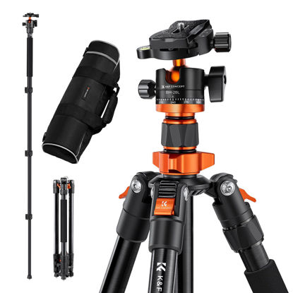 Picture of K&F Concept 62 inch DSLR Camera Tripod,Lightweight and Compact Aluminum Detachable Monopod Tripod with 360 Panorama Ball Head Quick Release Plate for Travel and Work K254A1+BH-28L (SA254M1)