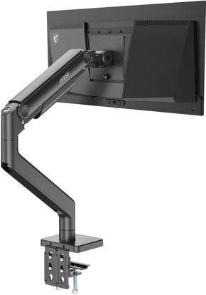 Picture of MSI MAG MT201 - Premium Heavy Duty Single Monitor Stand Arm, Supports 17-49" Screens and 44 lbs, VESA Compatible, Adjustable Spring Assisted Mount, Clamp & Grommet, Quick Release Plate - Black