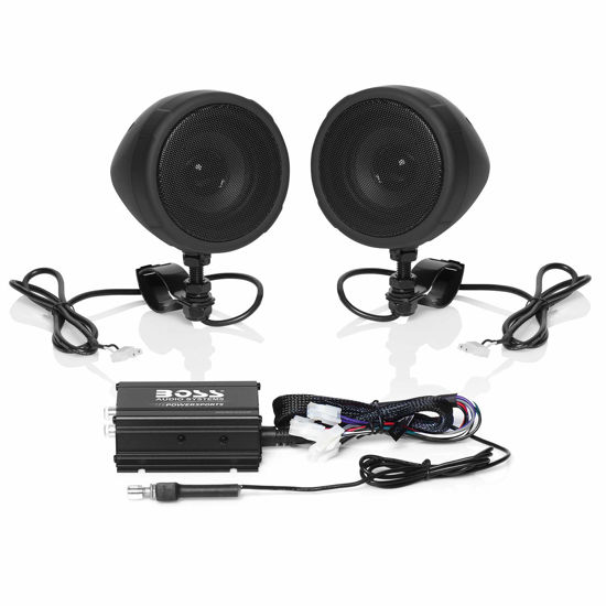 Picture of BOSS Audio Systems MCBK420B Bluetooth Speaker System - Class D Compact Amplifier, 3 Inch Weatherproof Speakers, Volume Control, Great for Use with ATVs/Motorcycles, 12 Volt Vehicles