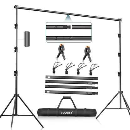 Picture of FUDESY Photo Video Studio 10 x 10Ft Heavy Duty Adjustable Backdrop Stand,Background Support System for Photography with Carry Bag,Two Pieces Spring Clamps