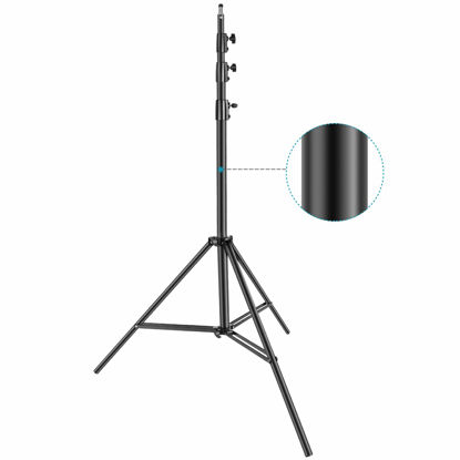 Picture of Neewer Heavy Duty Light Stand, Metal 13ft/4m Adjustable Photography Tripod Stand with Built-in Spring Cushion and 1/4” Screw for Studio LED Light, DSLR Camera, Max Load: 22lb/10kg - Black