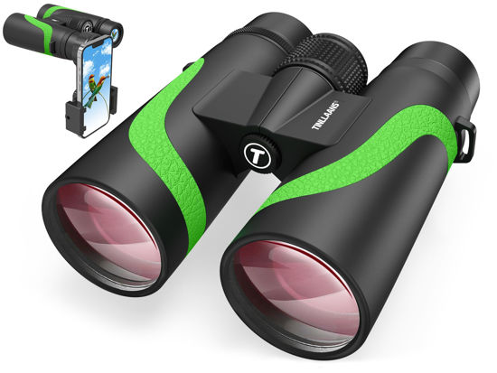 Picture of 15x55 HD Binoculars for Adults High Powered,8° Wide Angle Binoculars,367/1000yds,BAK4 Prism FMC Lens,IPX7 Waterproof Binoculars for Bird Watching Hiking Travel Sports with Phone Adapter(Green)