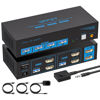 Picture of 4K120Hz HDMI KVM Switch 2 Monitors 2 Computers 8K USB 3.0 KVM Switches for 2 Computers Share Dual Monitor and 4 USB Devices Support Extended/Copy Mode with DC 12V/1A&Wired Controller