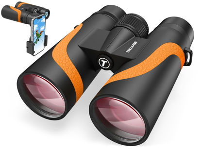 Picture of 15x55 HD Binoculars for Adults High Powered,8° Wide Angle Binoculars,367/1000yds,BAK4 Prism FMC Lens,IPX7 Waterproof Binoculars for Bird Watching Hiking Travel Sports with Phone Adapter(Orange)