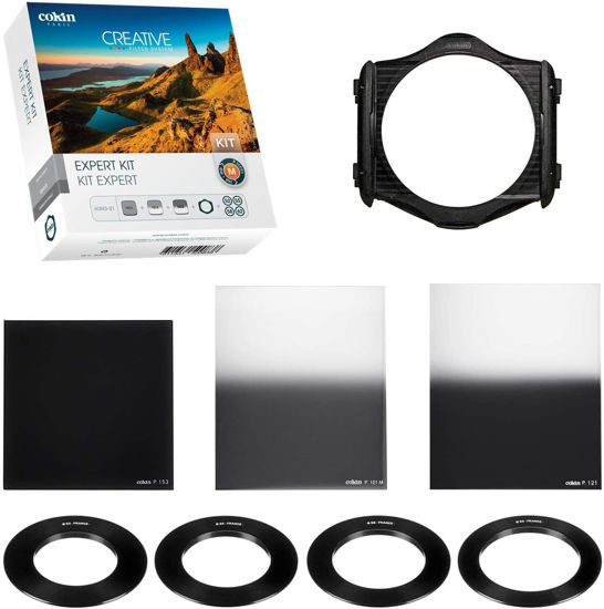 Picture of Cokin Expert ND Creative Kit - Includes M (P) Series Filter Holder, 2-Stop ND (153), Gnd 2-Stop (121M), Gnd 3-Stop Hard (121), 4 Adaptor Rings -52mm, 55mm, 58mm, 62mm