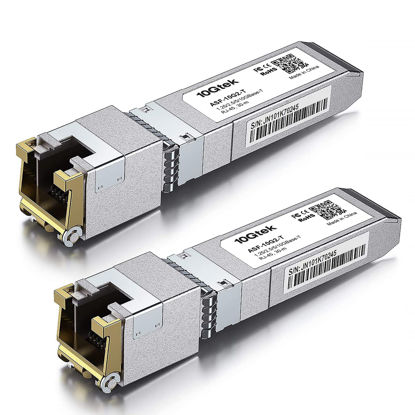 Picture of 10Gtek 1.25/2.5/5/10G-T SFP+ to RJ45 CAT.6a Copper Transceiver, Auto-Negotiation SFP+ Ethernet Module, up to 30-Meter, for Cisco SFP-10G-T-X, Ubiquiti UniFi UF-RJ45-10G, Netgear AXM765, Pack of 2