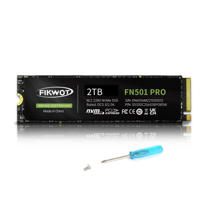 Picture of Fikwot FN501 Pro 2TB NVMe SSD - M.2 2280 PCIe Gen3 x4 Internal Solid State Drive with Graphene Cooling Sticker, Up to 3,500MB/s, SLC Cache 3D NAND TLC, Compatible with Laptop & PC Desktop