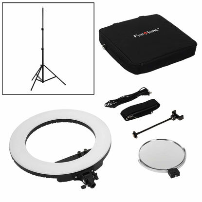 Picture of Fotodiox Selfie Starlite Vlog Light w/Stand - 18in Bi-Color Dimmable LED Ring Light with 5.5ft Light Stand for Portrait, Photography, Makeup, YouTube, Live Streaming Video and More