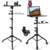 Picture of Tossbiss Projector Stand with Wheels, Laptop Tripod Stand with Phone Holder, Rolling Laptop Tripod with Mouse Tray, Adjustable & Portable Tripod for Sheet Music, DJ