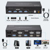 Picture of HDMI+Displayport KVM Switch 2 Monitors 2 Computers 4K@60Hz KVM Switcher Dual Monitor for 2 PC Share 2 Monitors and 4 USB 3.0 Ports Support Extended/Copy Mode with Desktop Controller&2 USB Cables