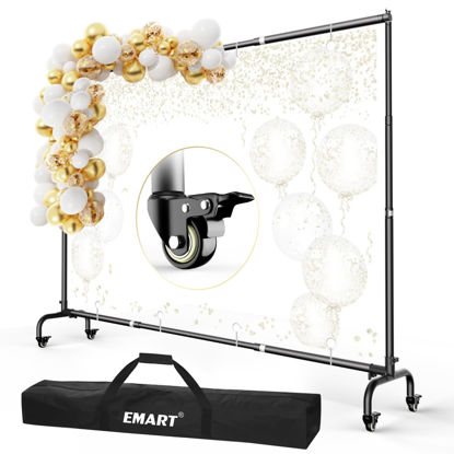 Picture of EMART Backdrop Stand with Wheels - 10x7.5ft(WxH) - Moveable Banner Backdrop Holder, Photo Back Drop Adjustable Stand for Parties Decoration, Photography Sturdy Background Frame for Photoshoot