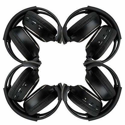 Picture of 4 Pack of Two Channel Folding Universal Rear Entertainment System Infrared Headphones Wireless IR DVD Player Head Phones for in Car TV Video Audio Listening