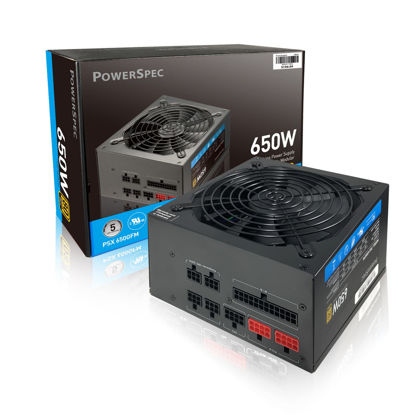 Picture of PowerSpec 650W Power Supply Fully Modular 80 Plus Gold Certified ATX PSU Active PFC SLI Crossfire Ready Gaming PC Computer Power Supplies, PSX 650GFM