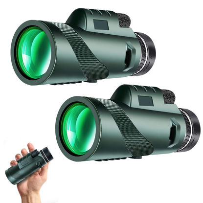 Picture of 2PACK 80X100 Monocular Telescope, Monoculars for Adults High Powered, High Power HD Compact Monocular BAK-4 Prism and FMC Lens, Stargazing Hunting, Wildlife Bird Watching, Travel Camping, Hiking