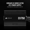 Picture of CORSAIR CX750 80 Plus Bronze Non Modular Low-Noise ATX 750 Watt Power Supply - NA - Black