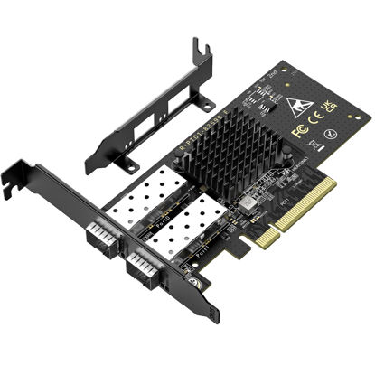 Picture of 10Gb SFP+ PCIe NIC Network Card with Dual 10Gbps SFP+ Port, Intel 82599(X520-DA2) Chip, VIMIN 10G Ethernet LAN Adapter Support Windows7/8/10/11/Linux/VMware, Compatible with PCI Express X8 & X16