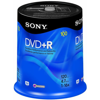 Picture of Sony DVD+R 4.7 GB Printable Recordable DVD's - 100 Disc Spindle Pack