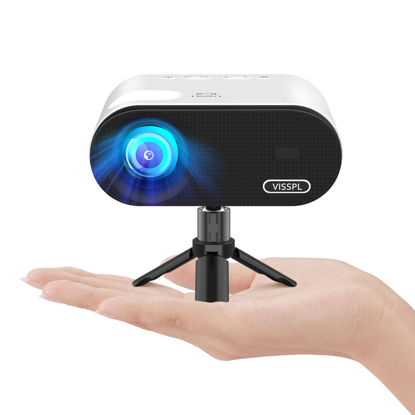 Picture of Mini Projector with WiFi and Bluetooth, VISSPL Full HD 1080P Projector, Portable Outdoor Projector with Tripod, Home Theater Movie Phone Projector Compatible with Android/iOS/Windows/TV Stick/HDMI/USB