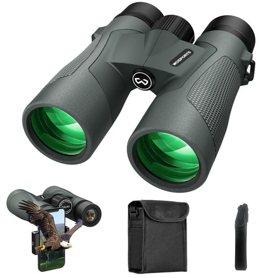 Picture of WOSPORTS 10x42 Binoculars for Adults, IP67 Waterproof Binoculars with Clear Low Light Vision, Compact Binoculars for Bird Watching Hunting Cruise Travel