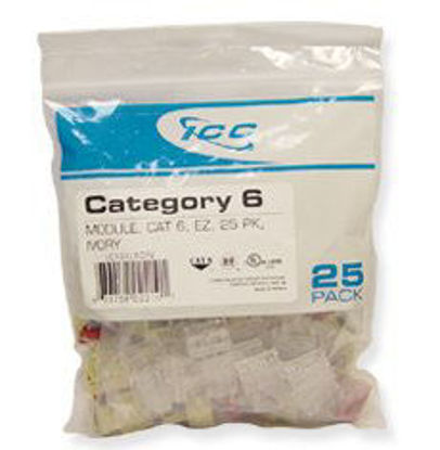 Picture of ICC IC107L6CWH - 25PK Cat6 Jack - White