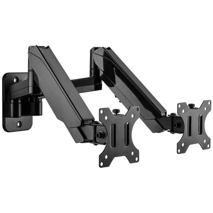 Picture of UPGRAVITY Dual Monitor Wall Mount, Double Monitor Wall Stand for Two 17-32 inch Flat/Curved Computer Screens, Height Adjustable Gas Spring Monitor Wall Monitor, Hold Up to 17.6lbs, VESA 75/100