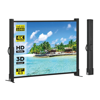 Picture of Portable Projector Screen with Stand, 50 Inch 4:3, Outdoor Projector Screen, Lightweight and Retractable, 1.2 High Gain Wrinkle-Free Video Projection Screens, for Home Cinema, Meeting Presentation.