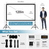 Picture of Projector Screen and Stand, Towond 120 inch Portable Movie Screen Indoor Outdoor 16:9 4K HD Front Rear Projection Screen with Carry Bag Wrinkle-Free and Foldable Design for Home Theater