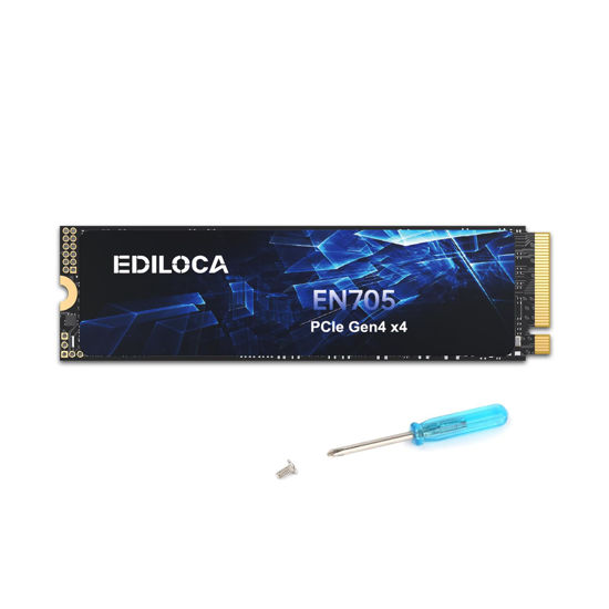 Picture of Ediloca EN705 SSD 2TB PCIe Gen4, NVMe M.2 2280, 3D NAND TLC, Up to 4800MB/s, Internal Solid State Drive, Dynamic SLC Cache, Compatible with PS5、Laptops and PC Desktops