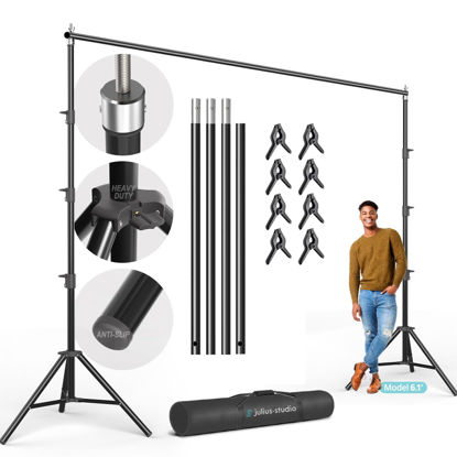 Picture of Julius Studio 10 x 10 feet (Upgraded) Heavy Duty Large Backdrop Stands, Background Support System, Metal Cap Head Thicker Joints for Enhanced Stability, Spring Clamps, Photo Video Studio, JSAG505