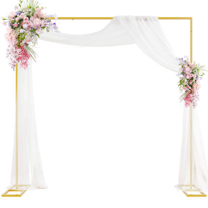 Picture of Heavy Duty Backdrop Stand 8ft x 8ft Gold Pipe and Drape Backdrop Stand Kit Adjustable Metal Backdrop Sand for Wedding Photobooth Exhibition Decoration