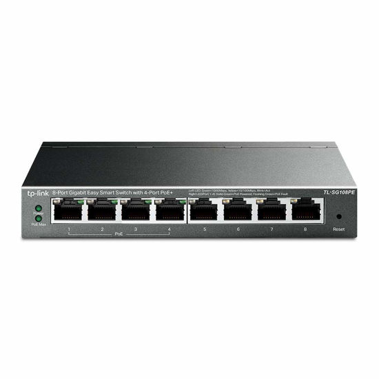 Picture of TP-Link TL-SG108PE 8-Port Gigabit Web Managed Easy Smart Ethernet PoE Switch (4 PoE Ports, 55 Watt Budget)