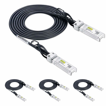 Picture of 10Gtek SFP+ DAC Twinax Cable - 10GBASE-CU Passive Direct Attach Copper SFP Cable for Cisco SFP-H10GB-CU2M, Ubiquiti UniFi UC-DAC-SFP+, Meraki, Fortinet, D-Link, 2-Meter(6.6ft), 4-Pack