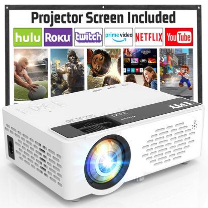 Picture of TMY Mini Projector, Upgraded Bluetooth Projector with Screen, 1080P Full HD Portable Projector, Movie Projector Compatible with TV Stick Smartphone/HDMI/USB, indoor & outdoor use