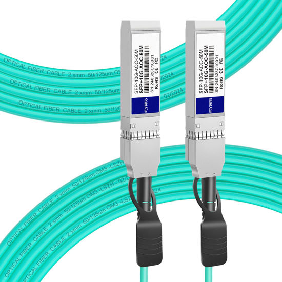 Picture of FLYPROFiber SFP+ to SFP+ Cable, 10G SFP+ AOC Cable Active Optical Fiber Cable, OM3 MMF Direct-Attach Fiber Assemblies with SFP+ connectors for Cisco, Ubiquiti UniFi, Supermicro, Mikrotik, 50M(164ft)