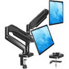 Picture of MOUNTUP Dual Monitor Stand for Desk, Adjustable Gas Spring Double Monitor Mount Holds 4.4-17.6 lbs and 13-32 Inch Screens, Monitor Arms for 2 Monitors, VESA 75x75 100x100 with C-clamp& Grommet, Black