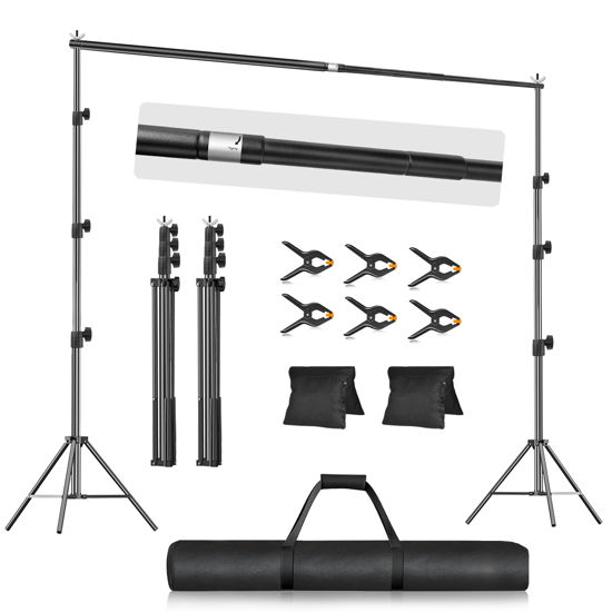 Picture of EMART 10x10FT Backdrop Stand, Photo Video Studio Adjustable Heavy Duty Background Support System Kit for Photography Parties Wedding