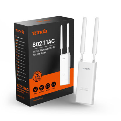 Picture of Tenda AC1200 Outdoor Gigabit Wi-Fi Access Point (OAP1200) - PoE Powered, Router/AP/Modes, Ideal for Backyard and Garage