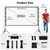 Picture of Projector Screen with Stand, Towond 100 inch Outdoor Projector Screen Portable Indoor Projection Screen 16:9 4K Rear Front Movie Screen with Carry Bag for Home Backyard Theater