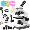 Picture of PalliPartners Compound Microscope Powerful Biological Microscopes for School Laboratory Home Education,100X-2000X Microscopes for Kids Students Adults, with Microscope Slides Set, Phone Adapter, White