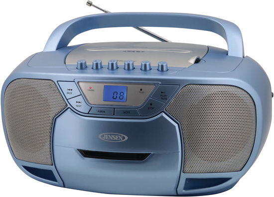 Picture of JENSEN CD-590-BL CD-590 1-Watt Portable Stereo CD and Cassette Player/Recorder with AM/FM Radio and Bluetooth (Blue)