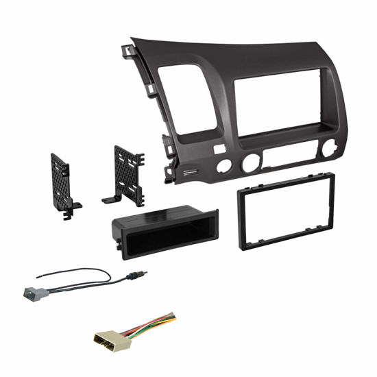 Picture of Dark Metallic Double DIN Dash Kit for 2006-2011 Civic with Antenna Adapter & Harness, Compatible with All Trim Levels