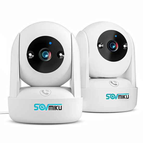 Picture of Sovmiku 2CB2 2k AI Tracking Security Camera for Home,Pet Camera Indoor, Baby Monitor,360° View Pan/Tilt Surveillance Camera, Two Way Audio,Night Vision,Easy to Setup,Audible Alarm,2.4GHz Wi-Fi,SD Slot