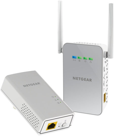 Picture of NETGEAR Powerline Adapter + Wireless Access Point Kit, 1000 Mbps Wall-Plug, 1 Gigabit Ethernet Ports (PLW1000-100NAS), 1 Gbps Kit - Wireless,white