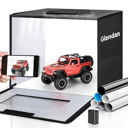 Picture of Glendan Portable Light Box Photography, 16"x12" Professional Dimmable Photo Box with 112 High Color Rendering Index LED Lights & 8 Color PVC Backdrops for Jewelry and Small Item Product Photography