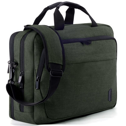 Picture of BAGSMART 17.3 Inch Laptop Bag, Expandable Computer Bag Laptop Briefcase Men Women,Laptop Shoulder Bag,Work Bag Business Travel Office, Dark Green