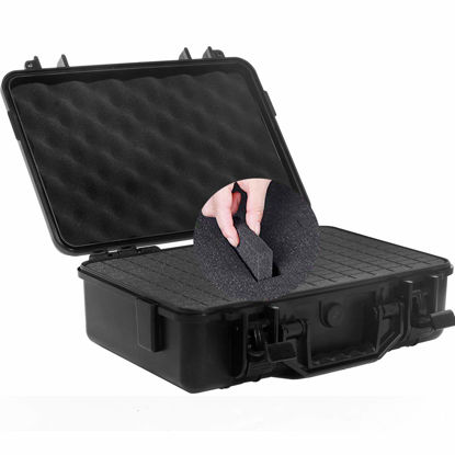 Picture of MOOCY 12" Hard Case with Pick Pluck Foam Insert, 13.3 x 10.5 x 4.3 Inch - Watertight Case for Pistol, Recorder, Camera, Microphone, GoPro